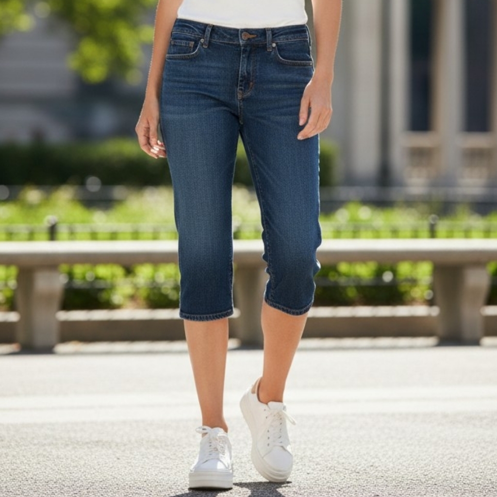 Citizens Of Humanity Bardot Blue Denim Low Waist Stretch Capri's